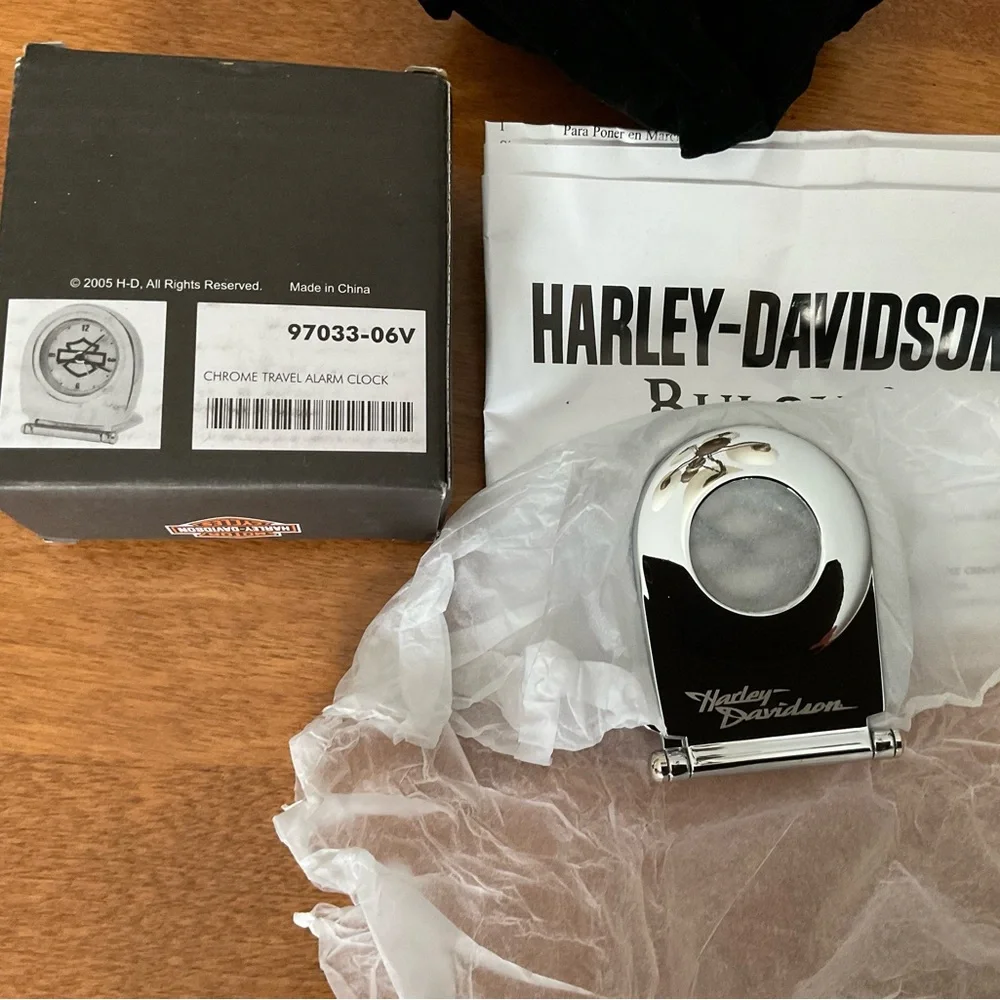 Harley Davidson Bulova Chrome Alarm Clock New In Box 97033-06V